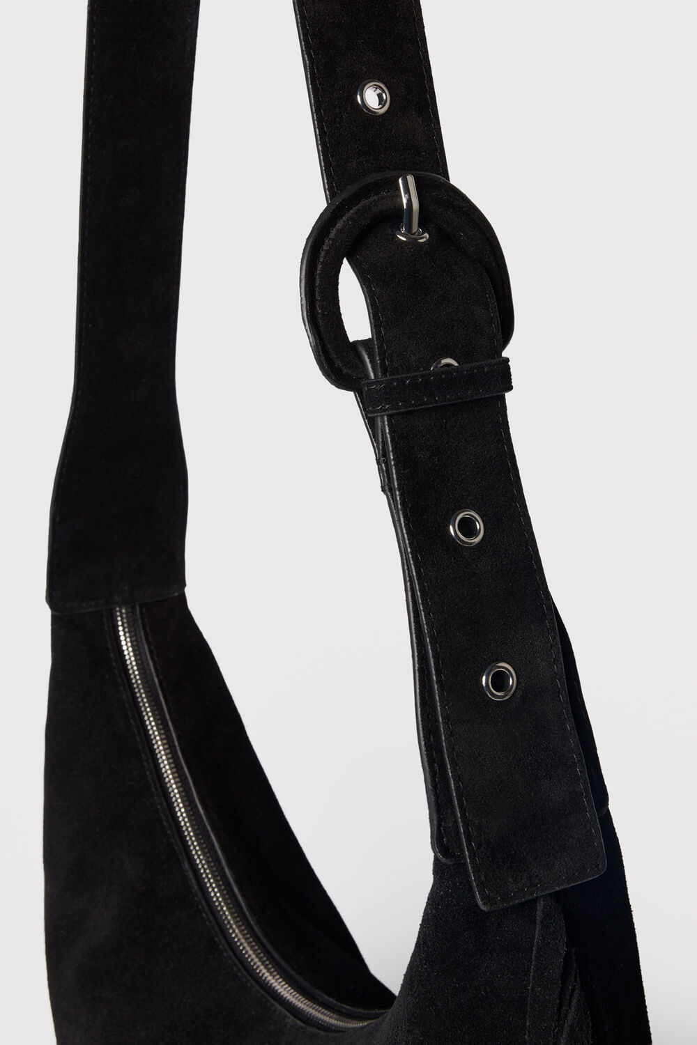 Black Sia Suede Fringed Bag