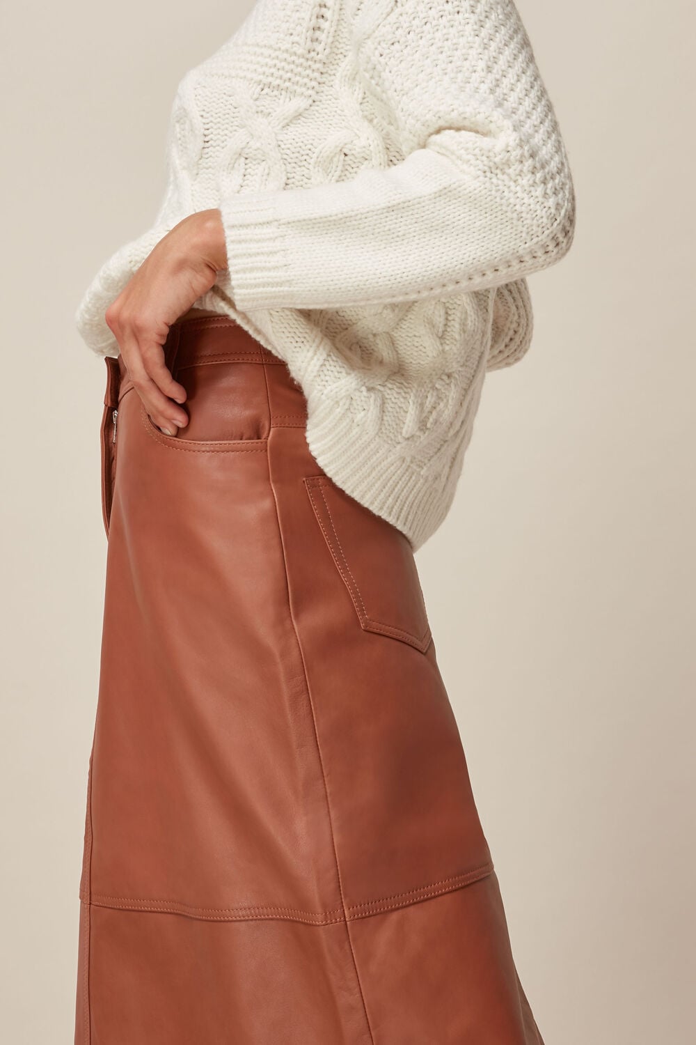 Panelled Leather Skirt