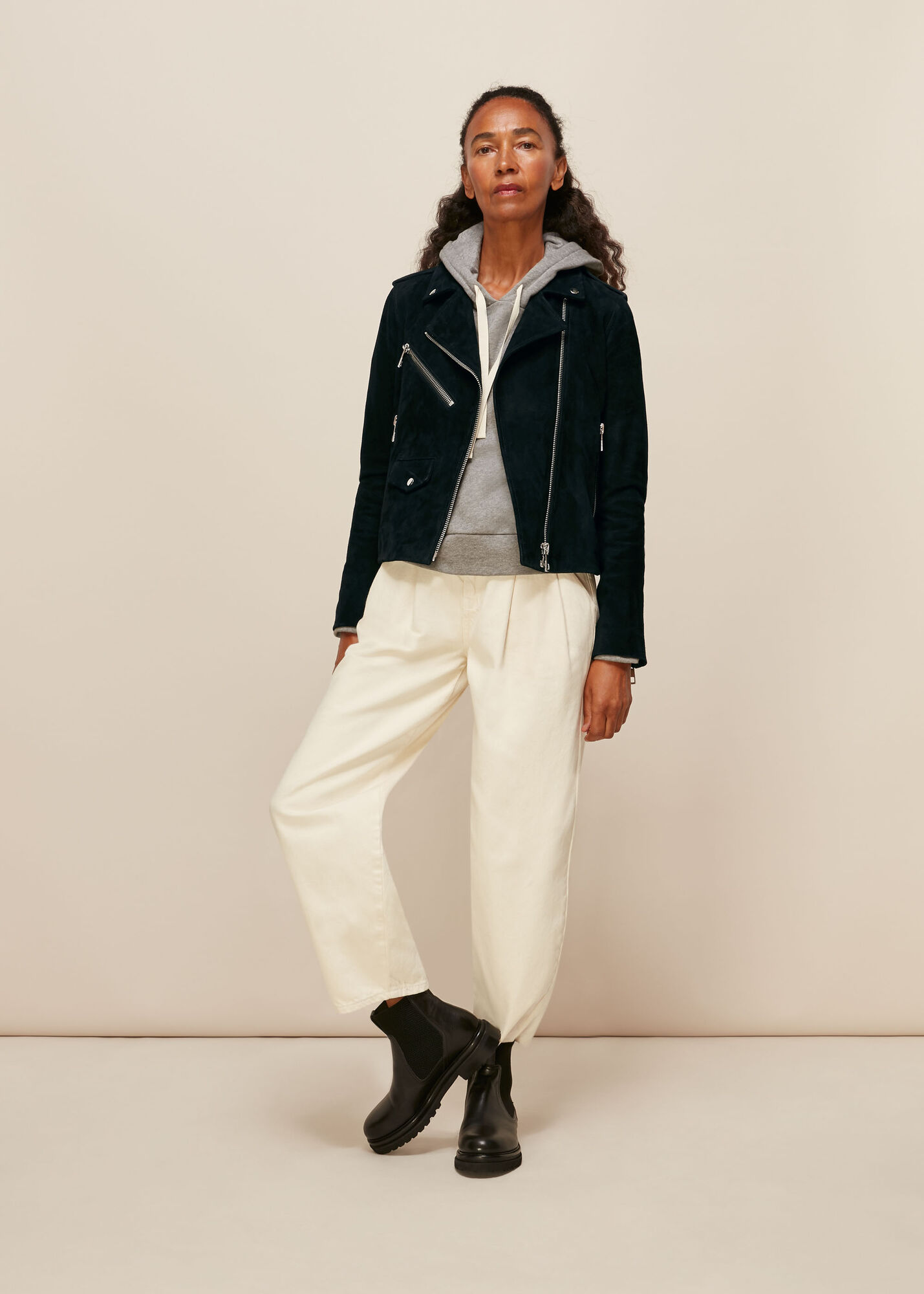 Black Suede Agnes Leather Jacket WHISTLES