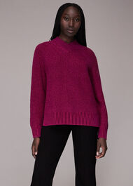 Plated Rib V Neck Jumper