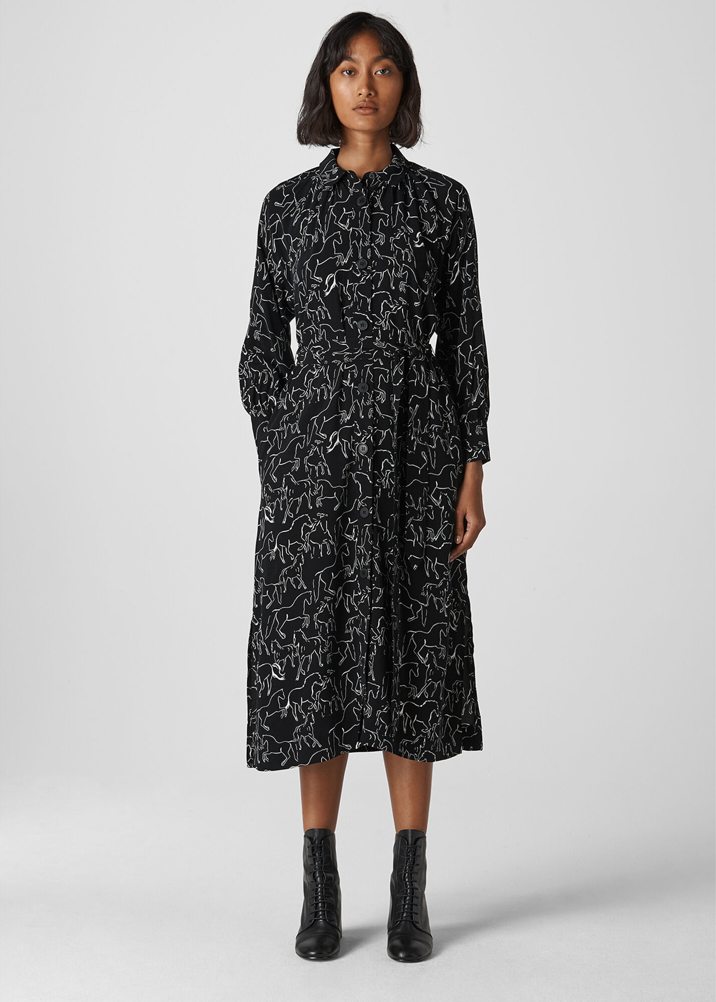 Whistles stallion print shirt dress store