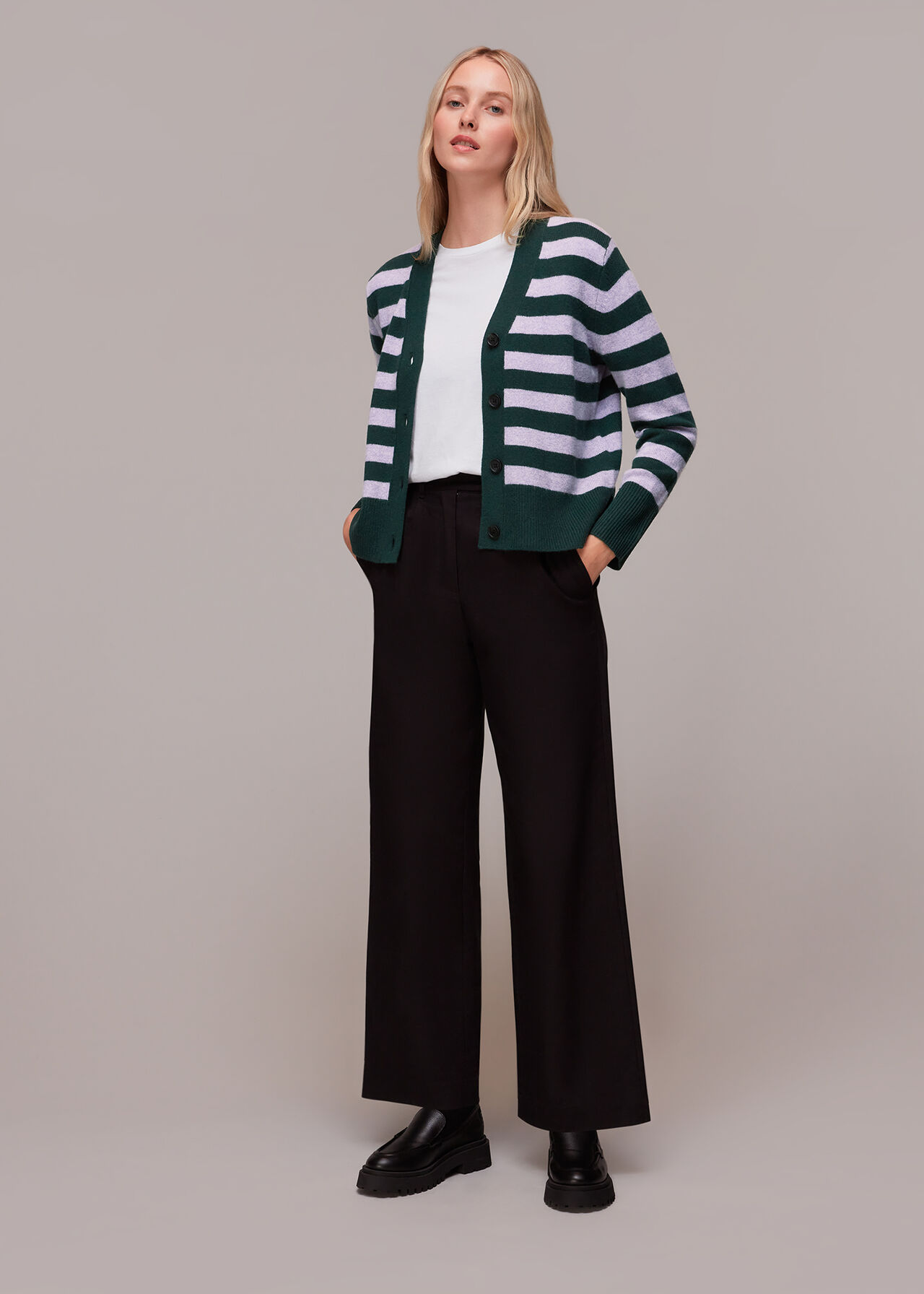 Stripe Wool Cardigan