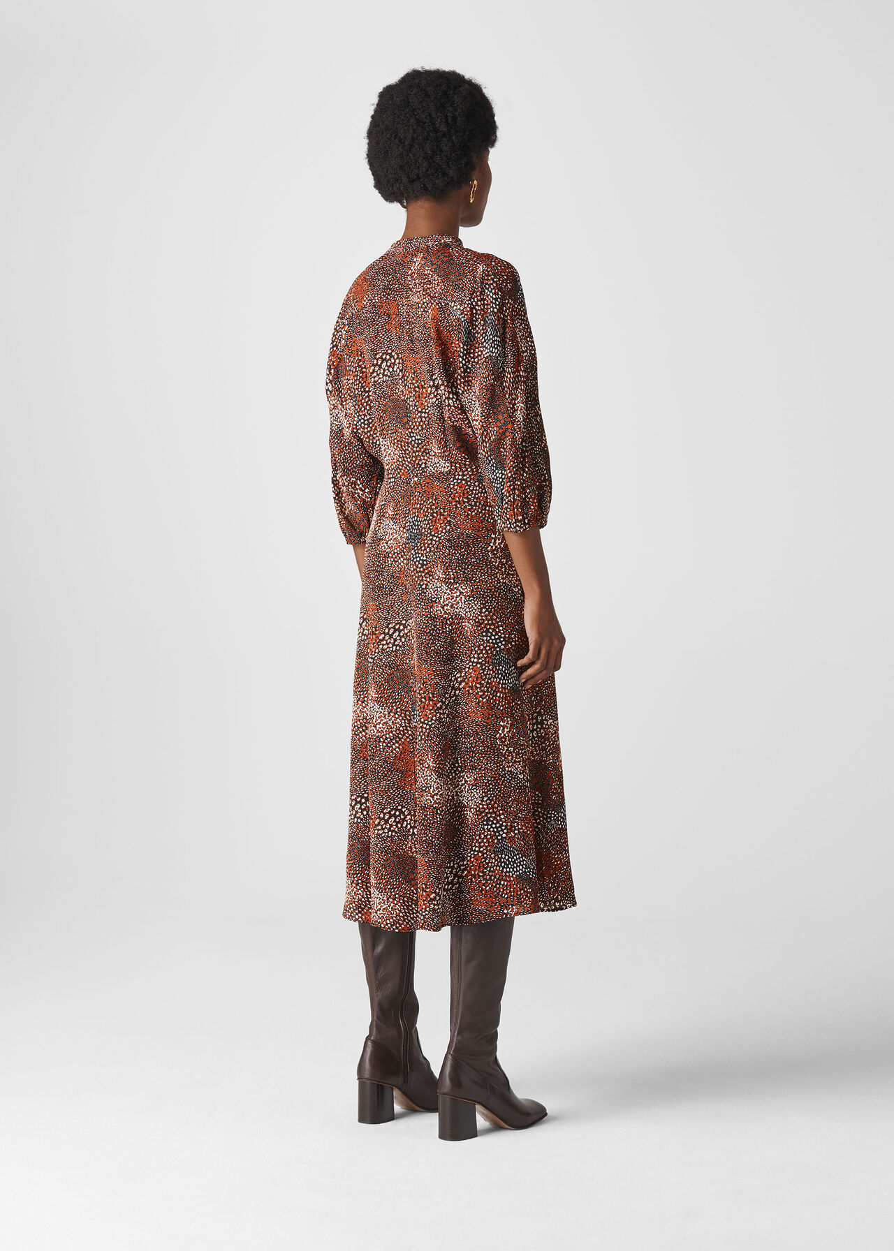 Abstract Animal Midi Dress Brown/Multi