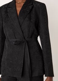 Jacquard Tie Waist Blazer