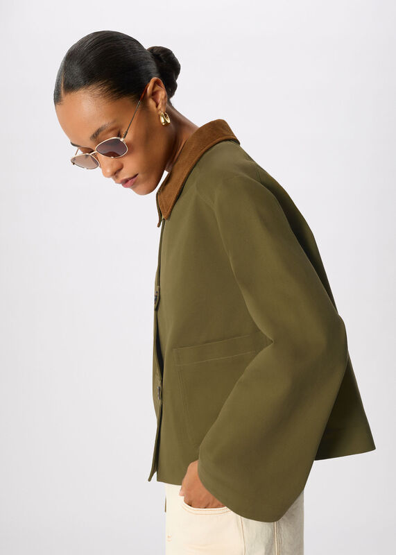 Khaki Corduroy Collar Jacket