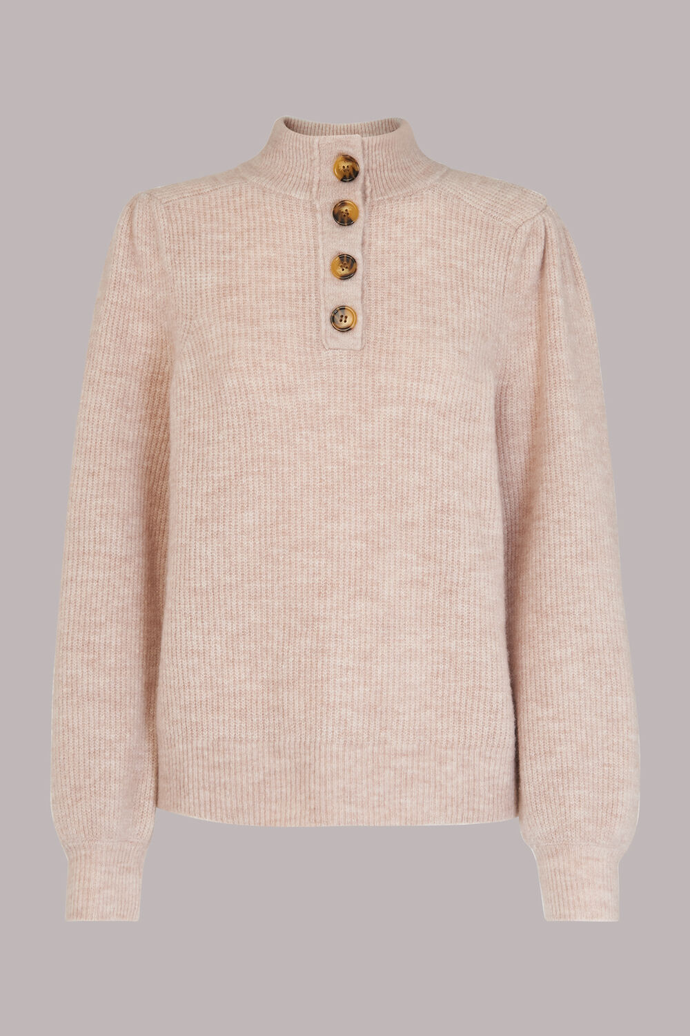 Puff Sleeve Button Sweat
