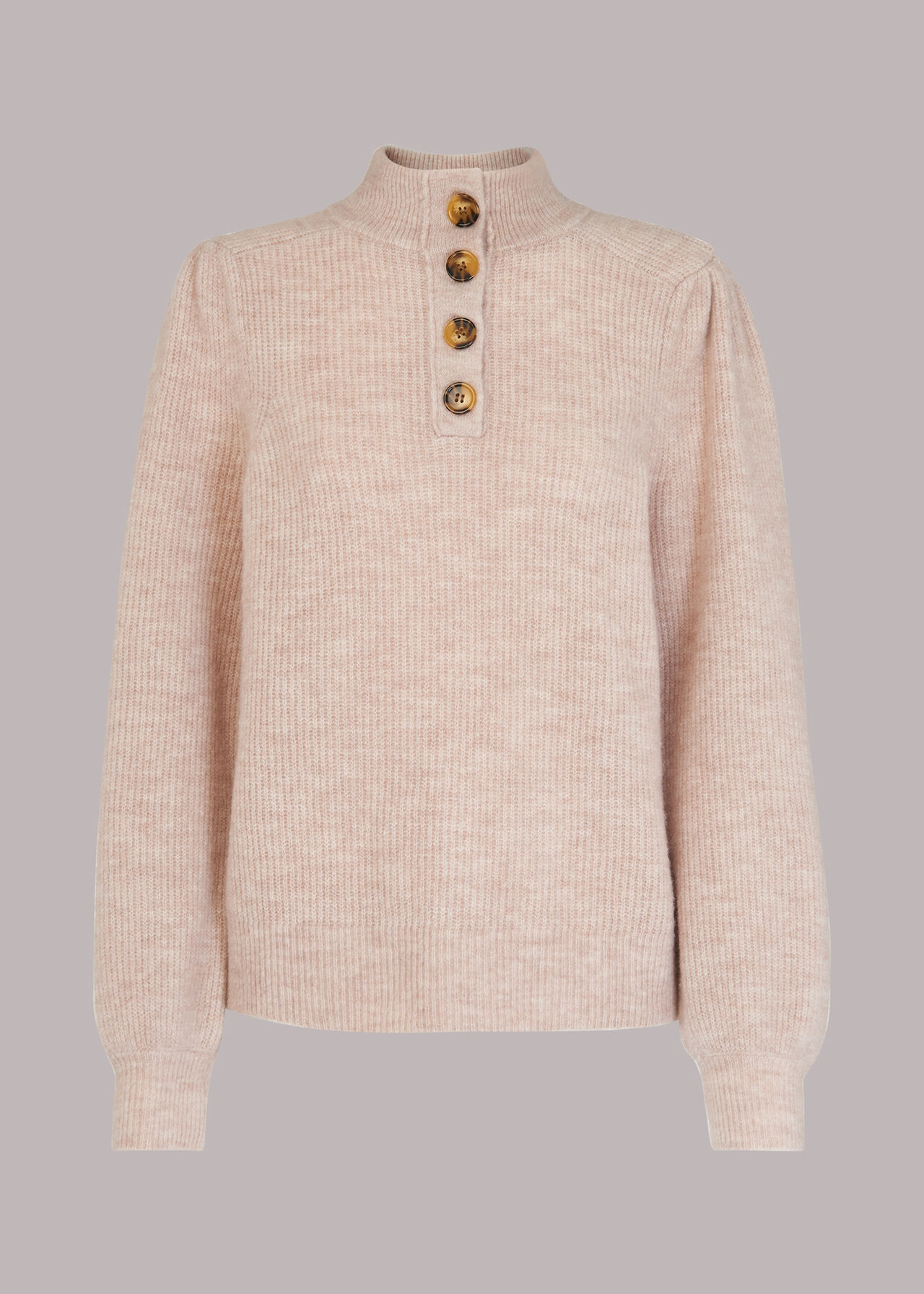 Puff Sleeve Button Sweat