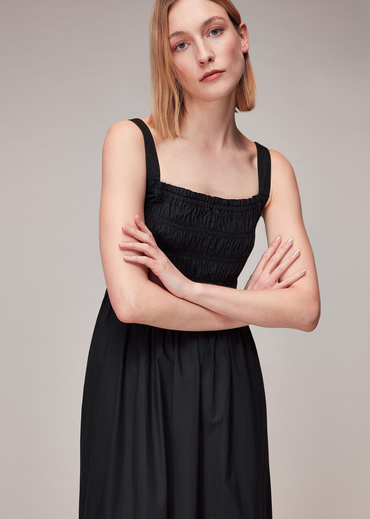 Greta Ruched Poplin Dress
