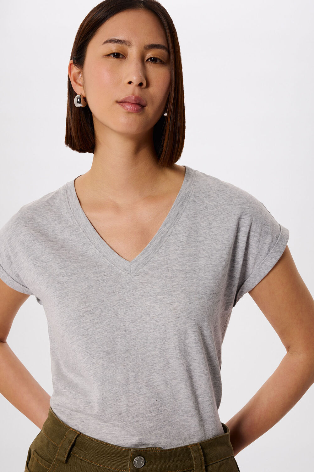 Willa V-Neck Cap Sleeve Tee