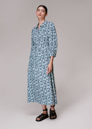 Swallows Print Midi Dress