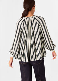 Hazy Stripe Pleated Blouse