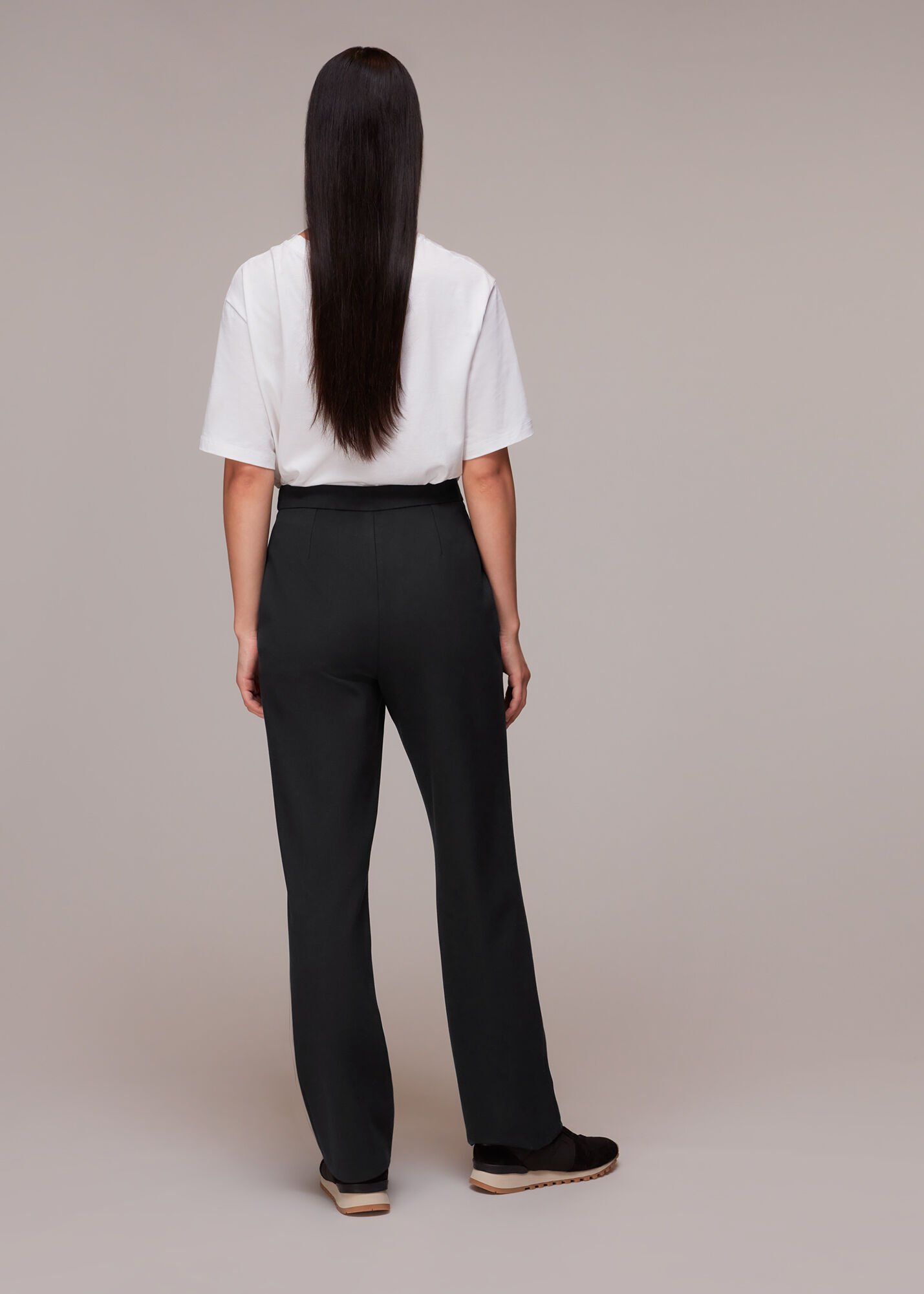Long black online slim leg trousers