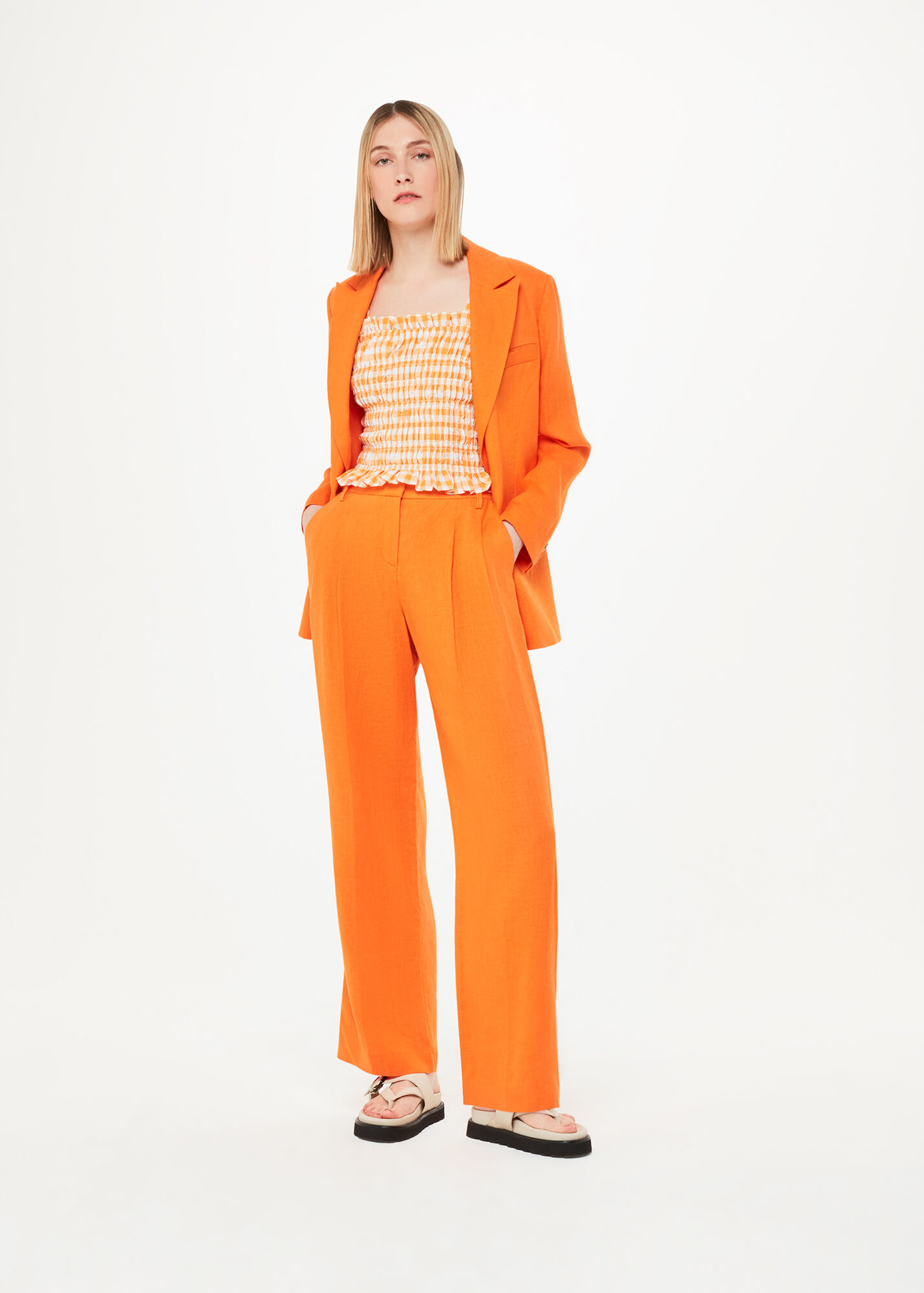 Orange/Multi Gingham Saskia Strappy Top WHISTLES