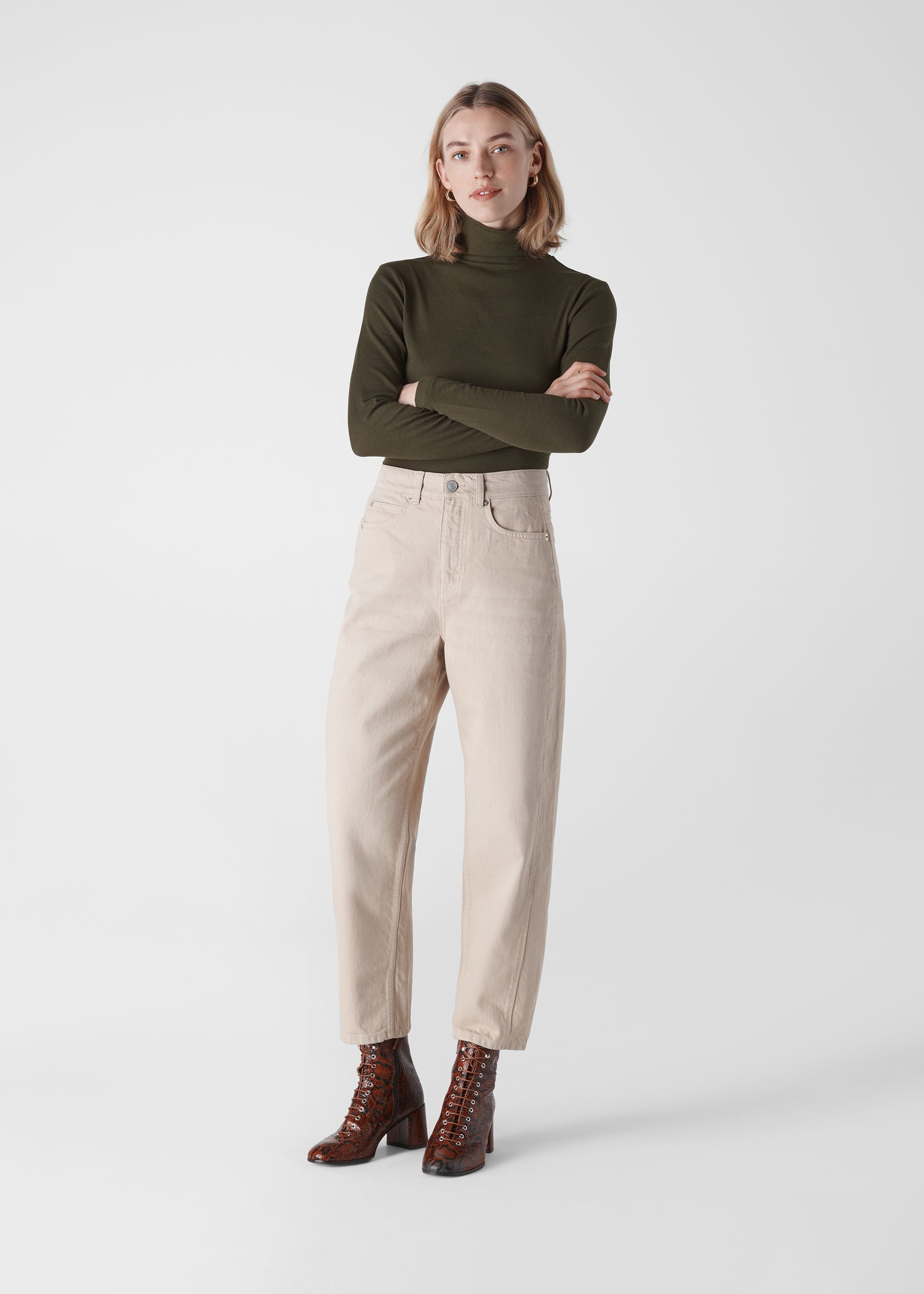 khaki roll neck