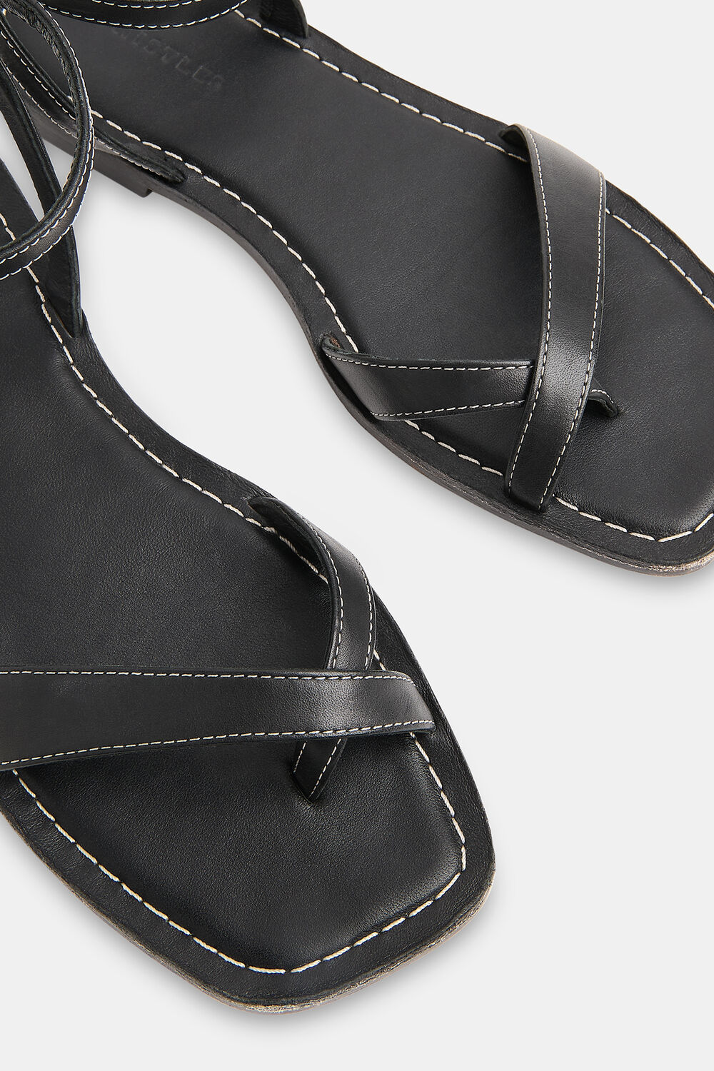 Black Toe Loop Strappy Sandal