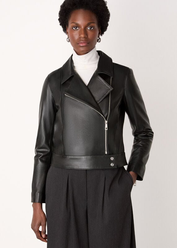Black Clean Zip Leather Jacket