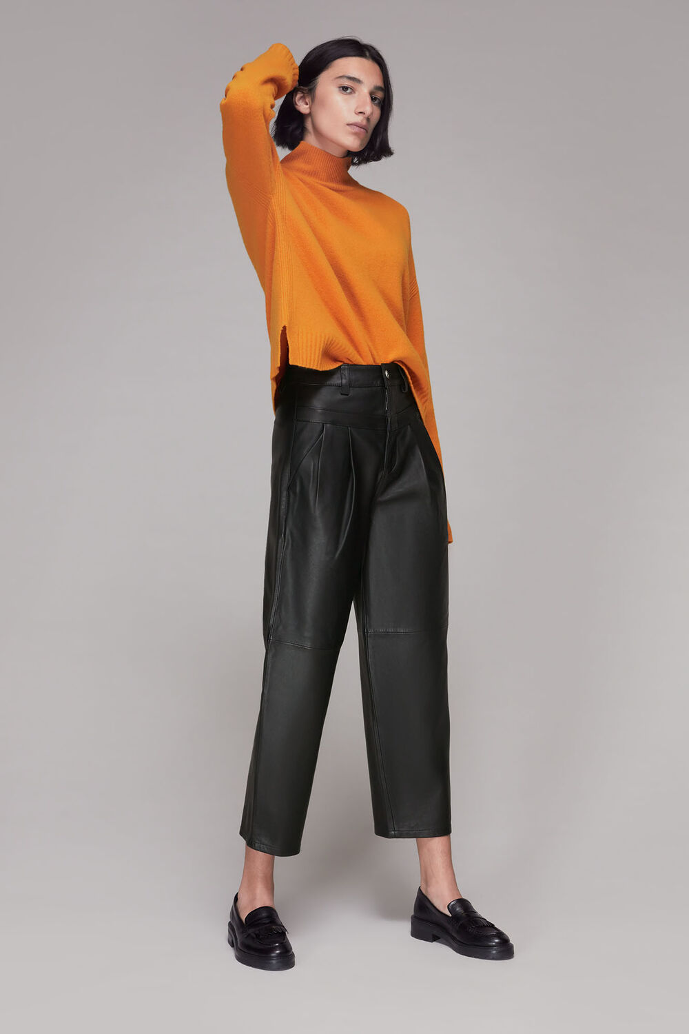 India Leather Pleat Trouser