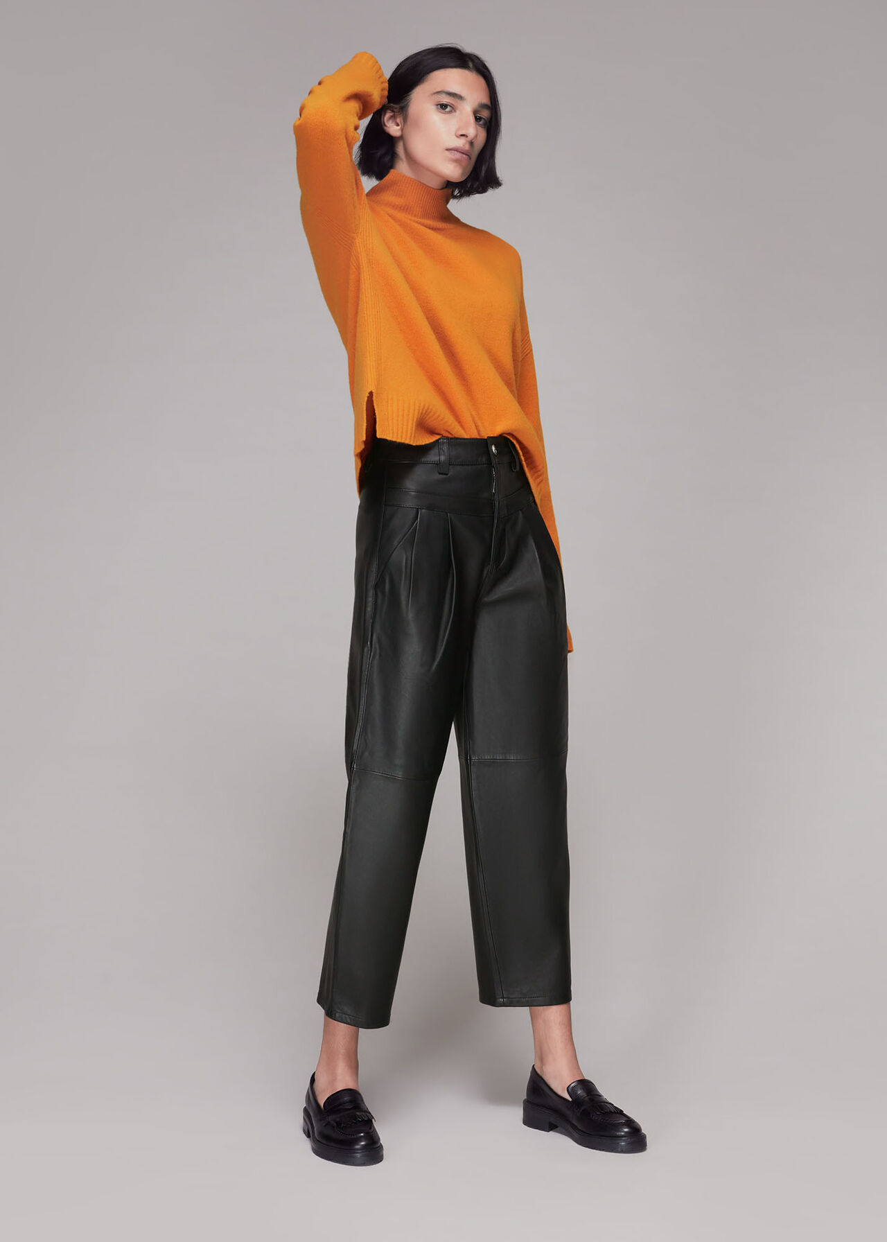 India Leather Pleat Trouser