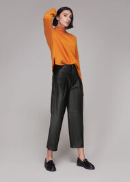 India Leather Pleat Trouser