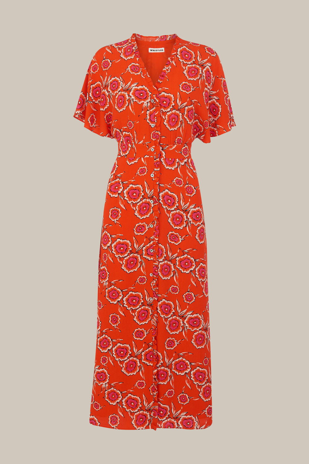 Ella Diagonal Floral Dress Red/Multi