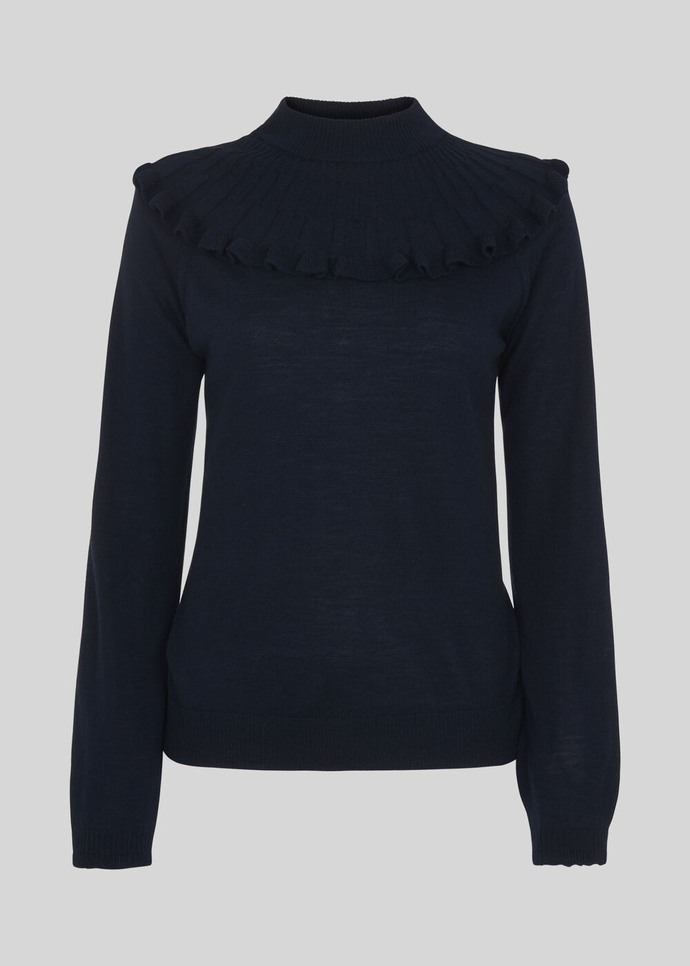 Frill Fine Merino Wool Knit Navy