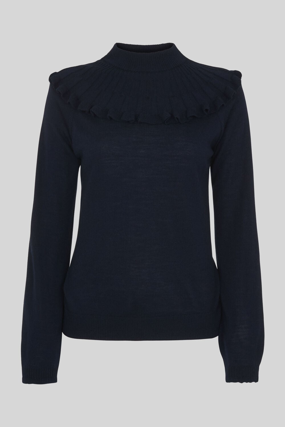 Frill Fine Merino Wool Knit Navy