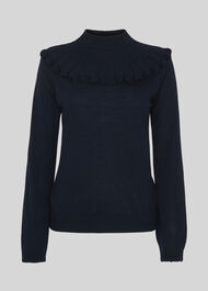 Frill Fine Merino Wool Knit Navy