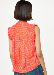 Flower Charm Frill Sleeve Top