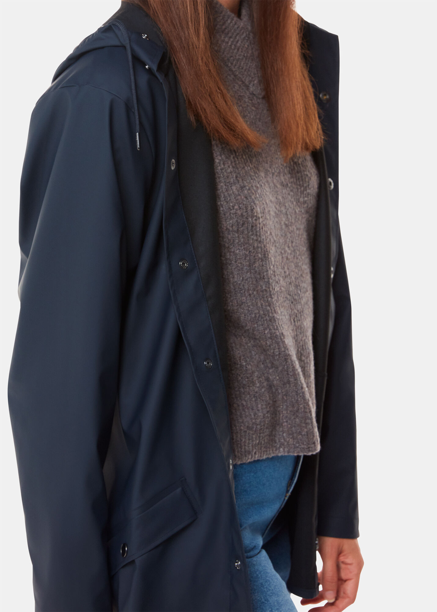 thumbnail image 2 of Rains Unisex Jacket - 47 Navy Large, Water-Resistant Casual Rain Jacket With Adjustable Hood 2 of 9