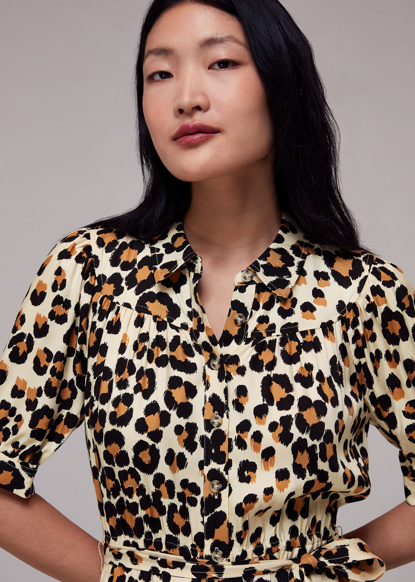 Painted Leopard Shirt Dress