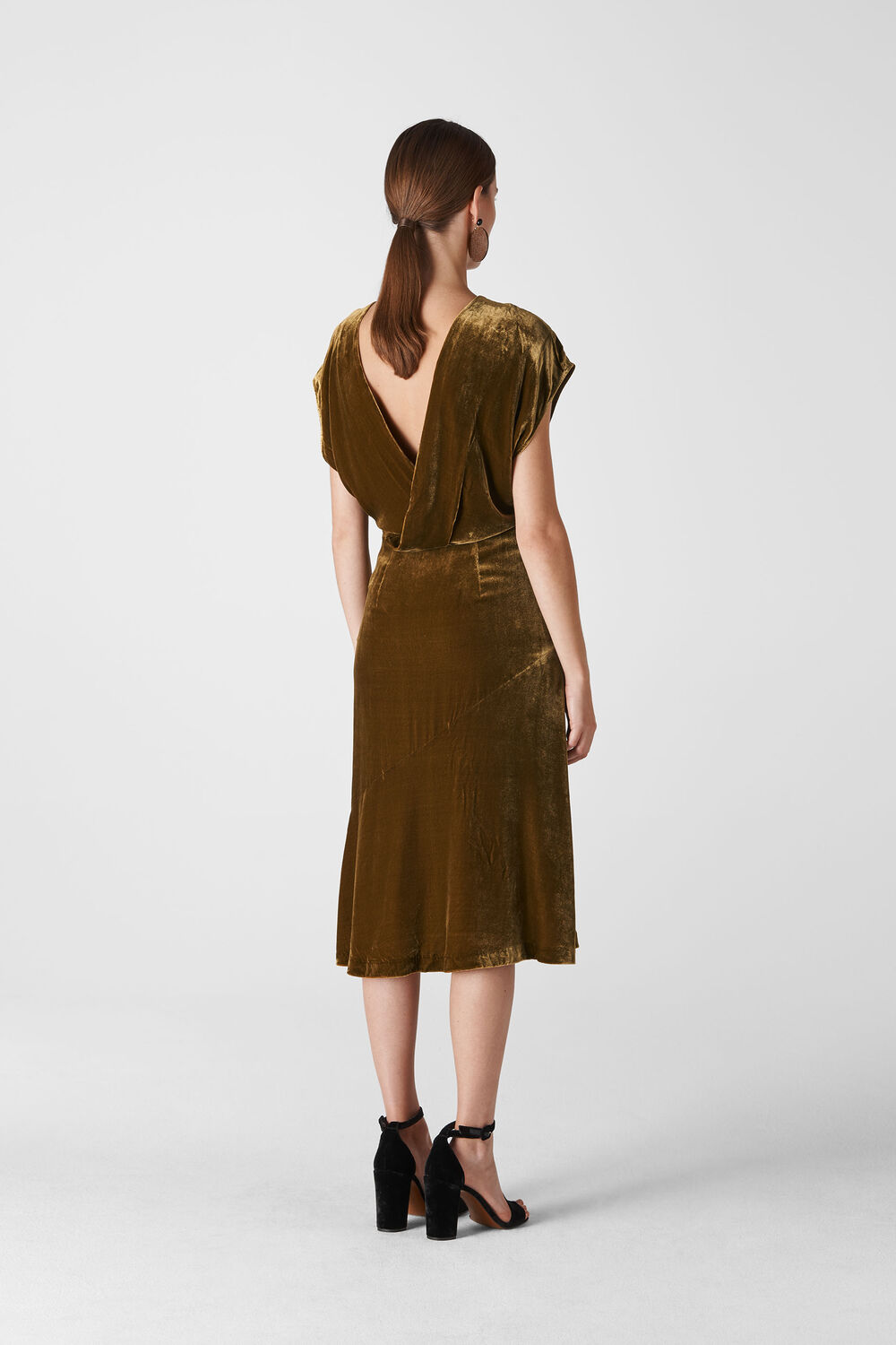 Mina Silk Mix Velvet Dress Gold