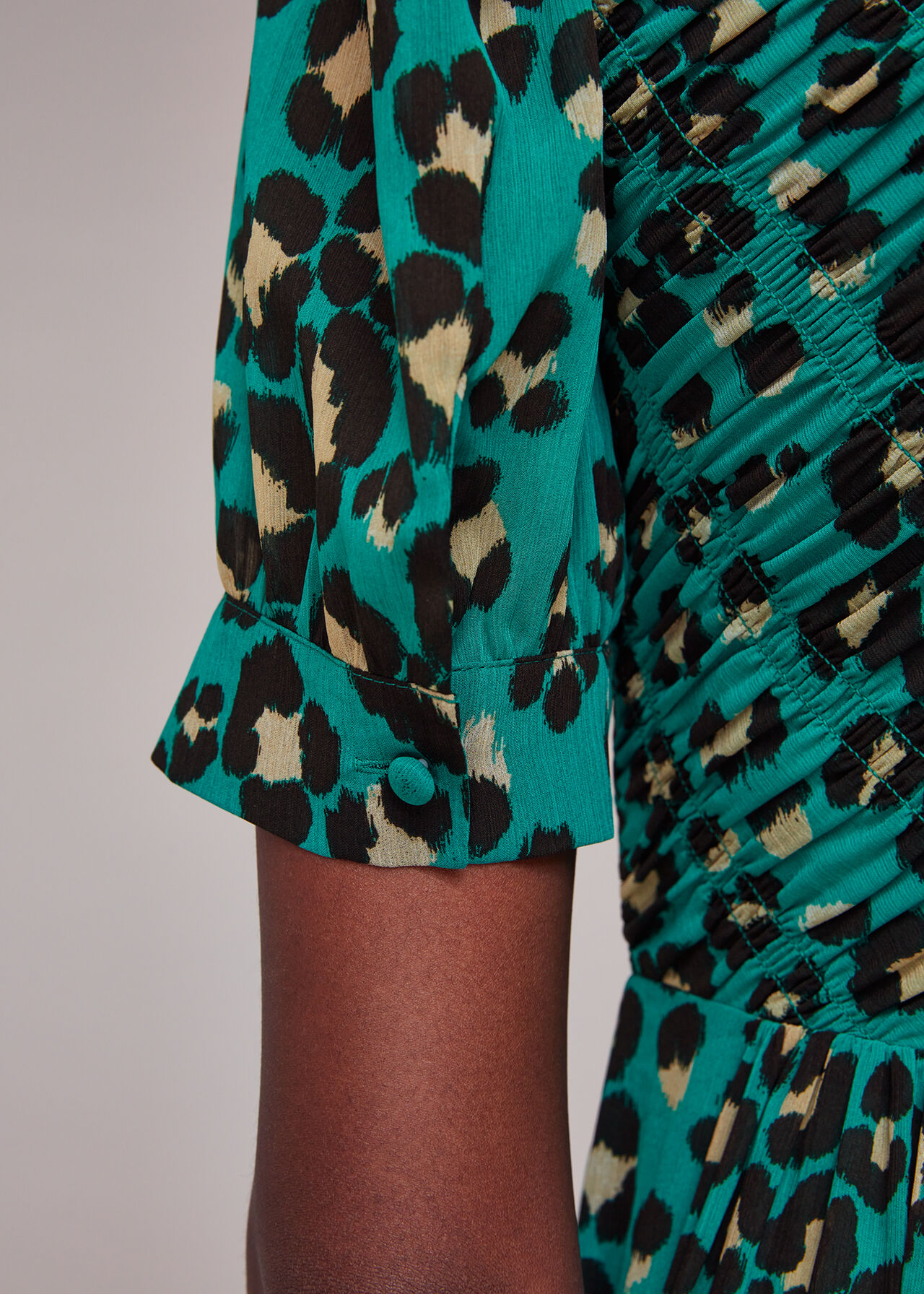 Painted Leopard Shirred Dress