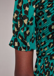 Painted Leopard Shirred Dress