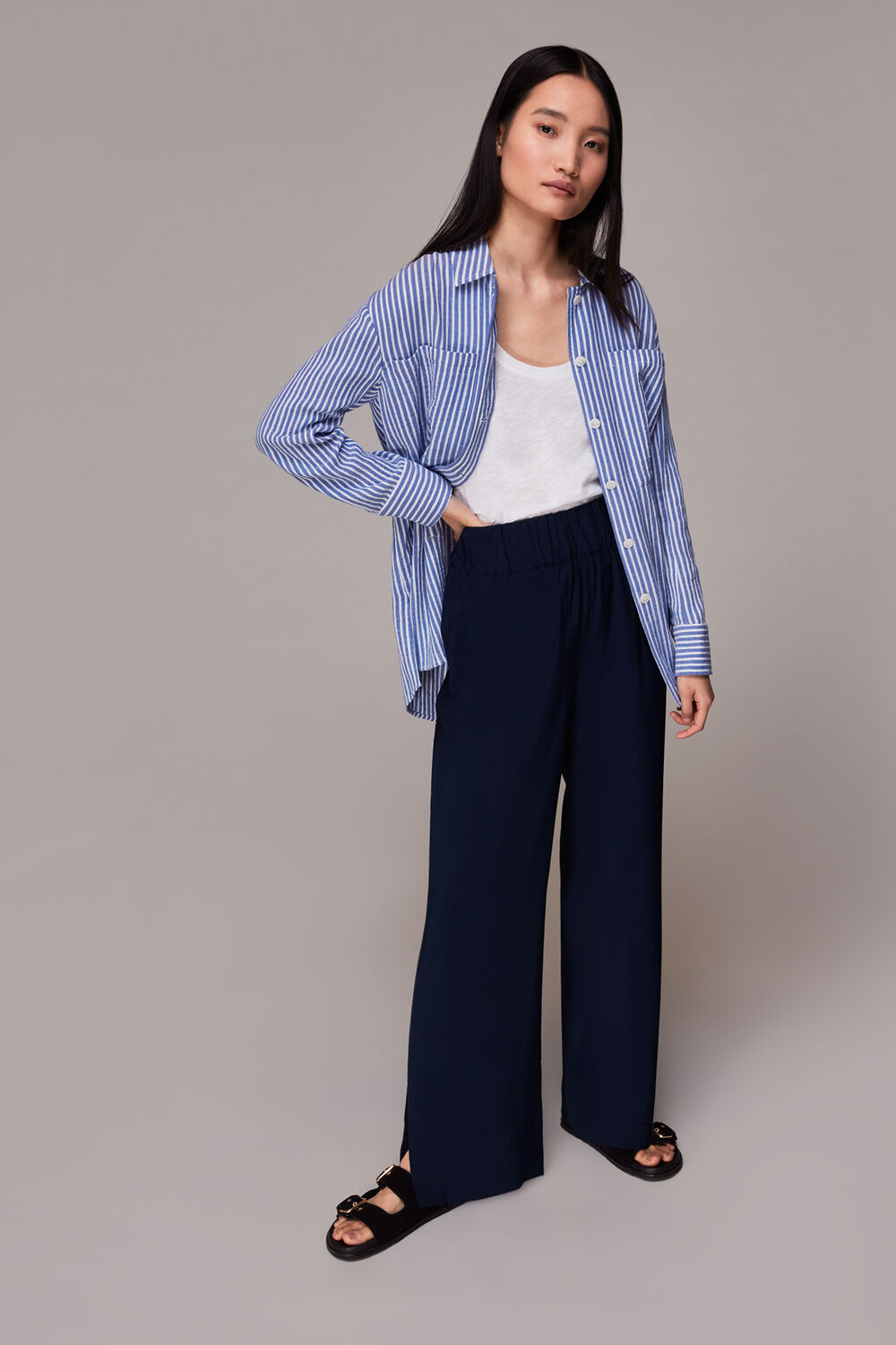 Navy Nicola Full Length Trouser