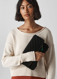 Macrame Resin Zip Clutch Black