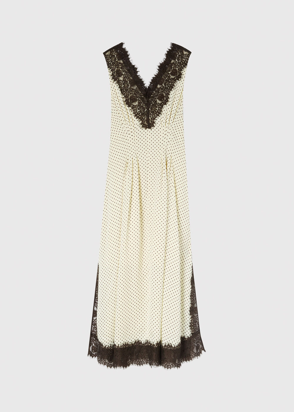 Petite Lace V Neck Spot Midi Dress