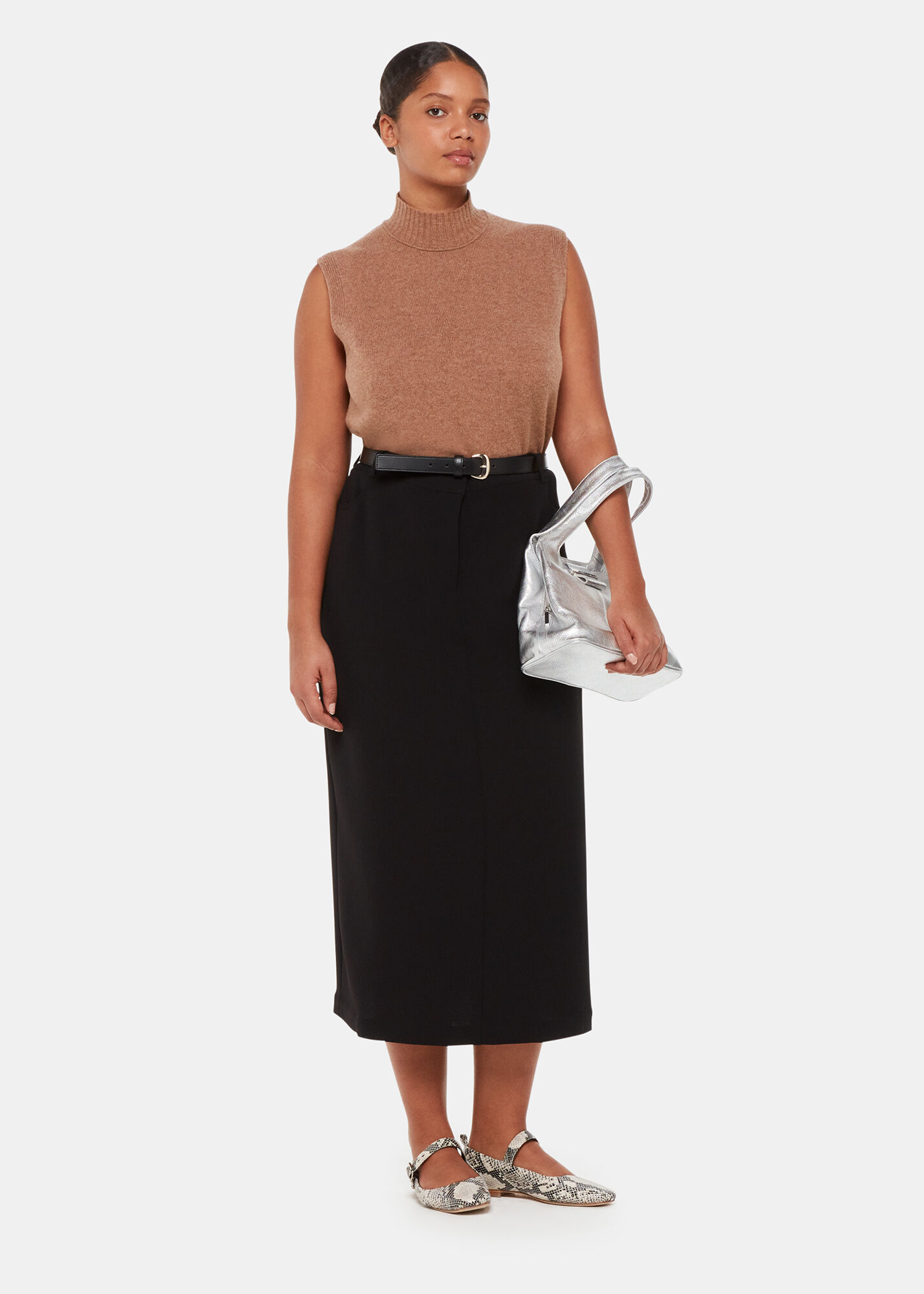 Black Tailored Midi Skirt | Whistles US | Whistles US