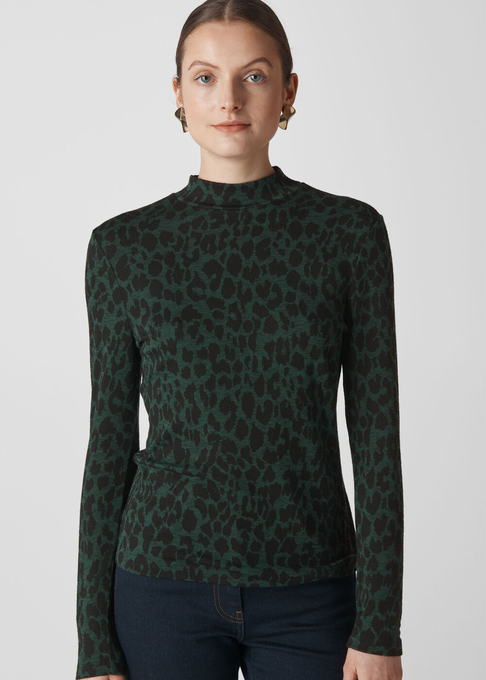 Animal High Neck Top Green/Multi