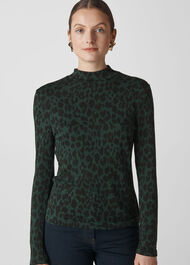 Animal High Neck Top Green/Multi