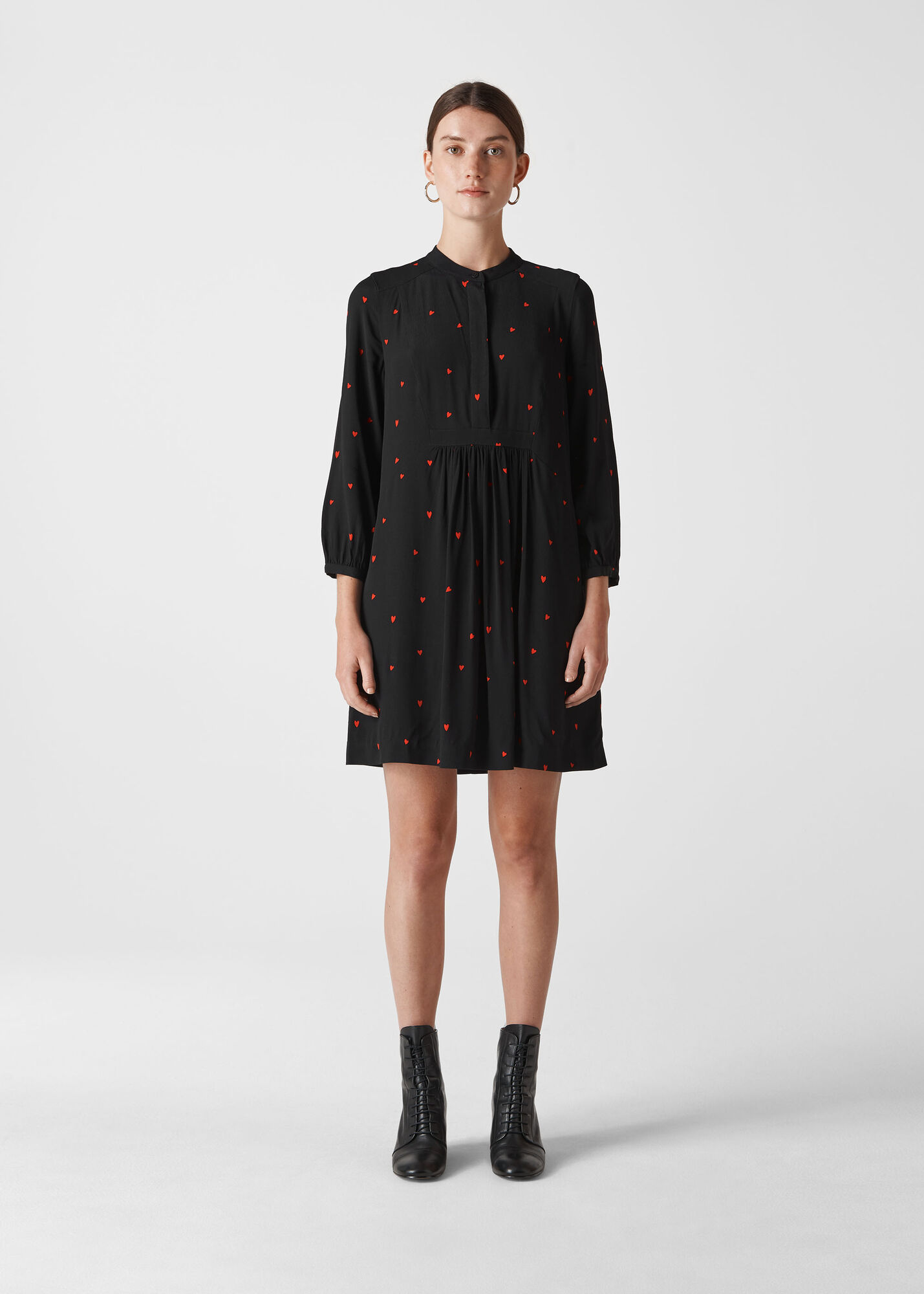 Black/Multi Mia Heart Print Dress WHISTLES Whistles UK