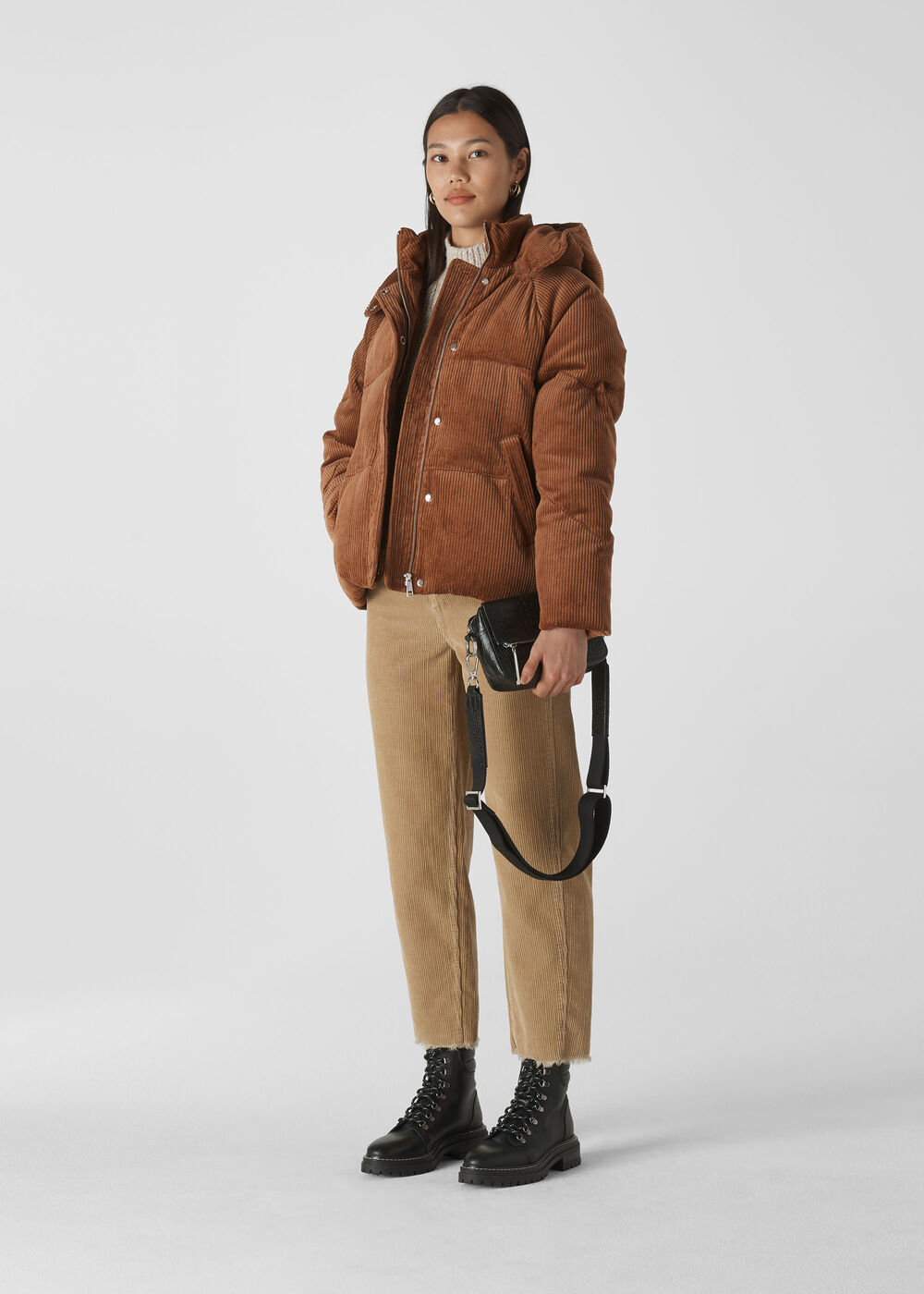 Casey Cord Puffer Jacket Brown