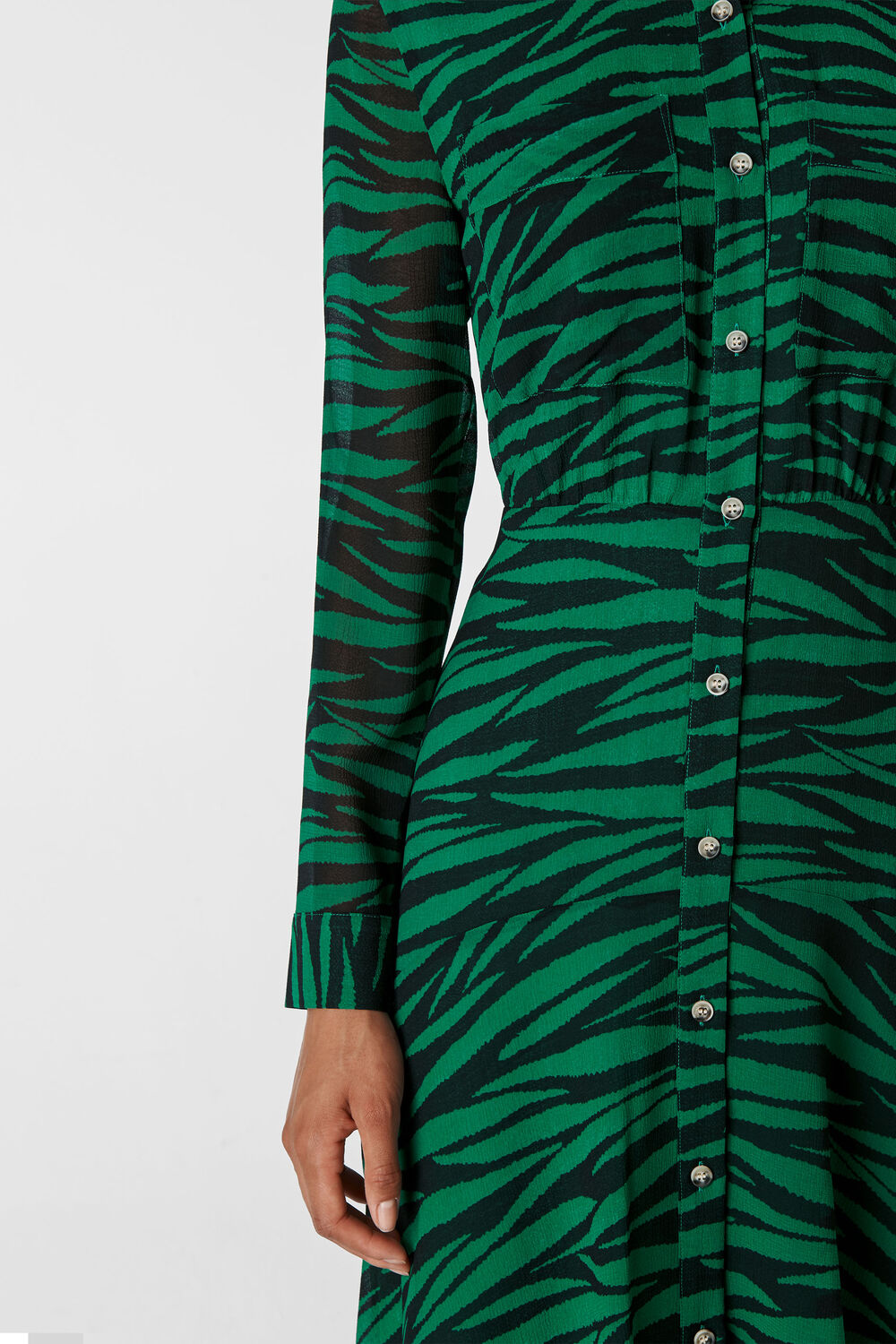 Carys Tiger Print Shirt Dress Green/Multi