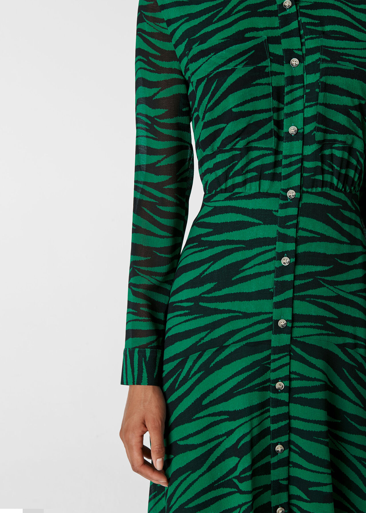 Carys Tiger Print Shirt Dress Green/Multi
