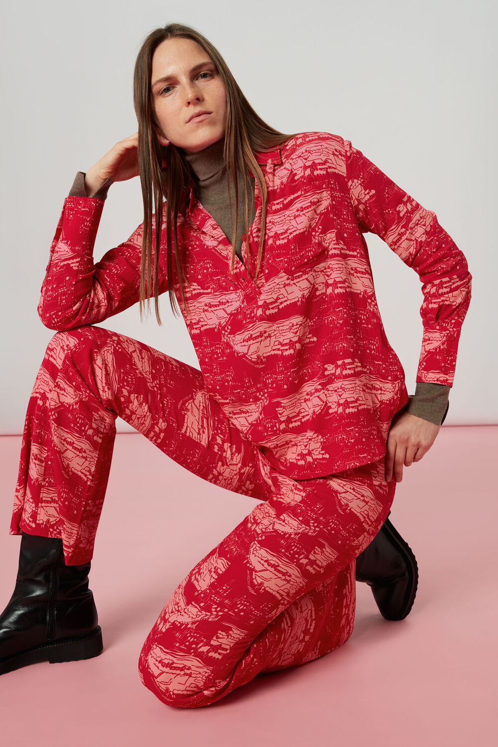 Field Print Flared Trousers