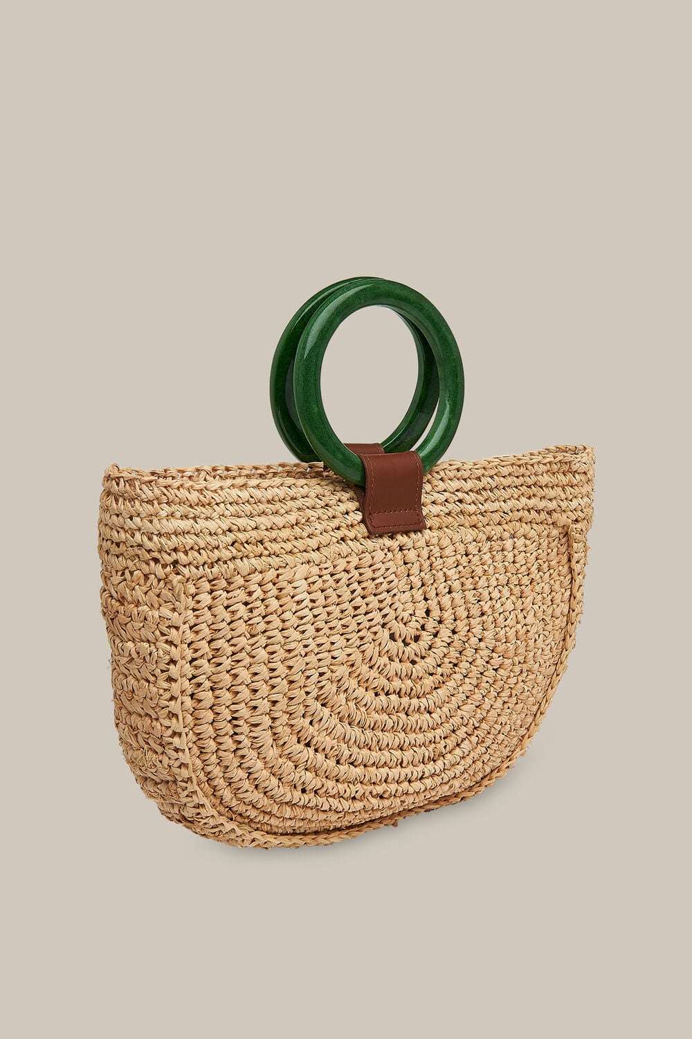 Selby Straw Half Moon Bag Neutral