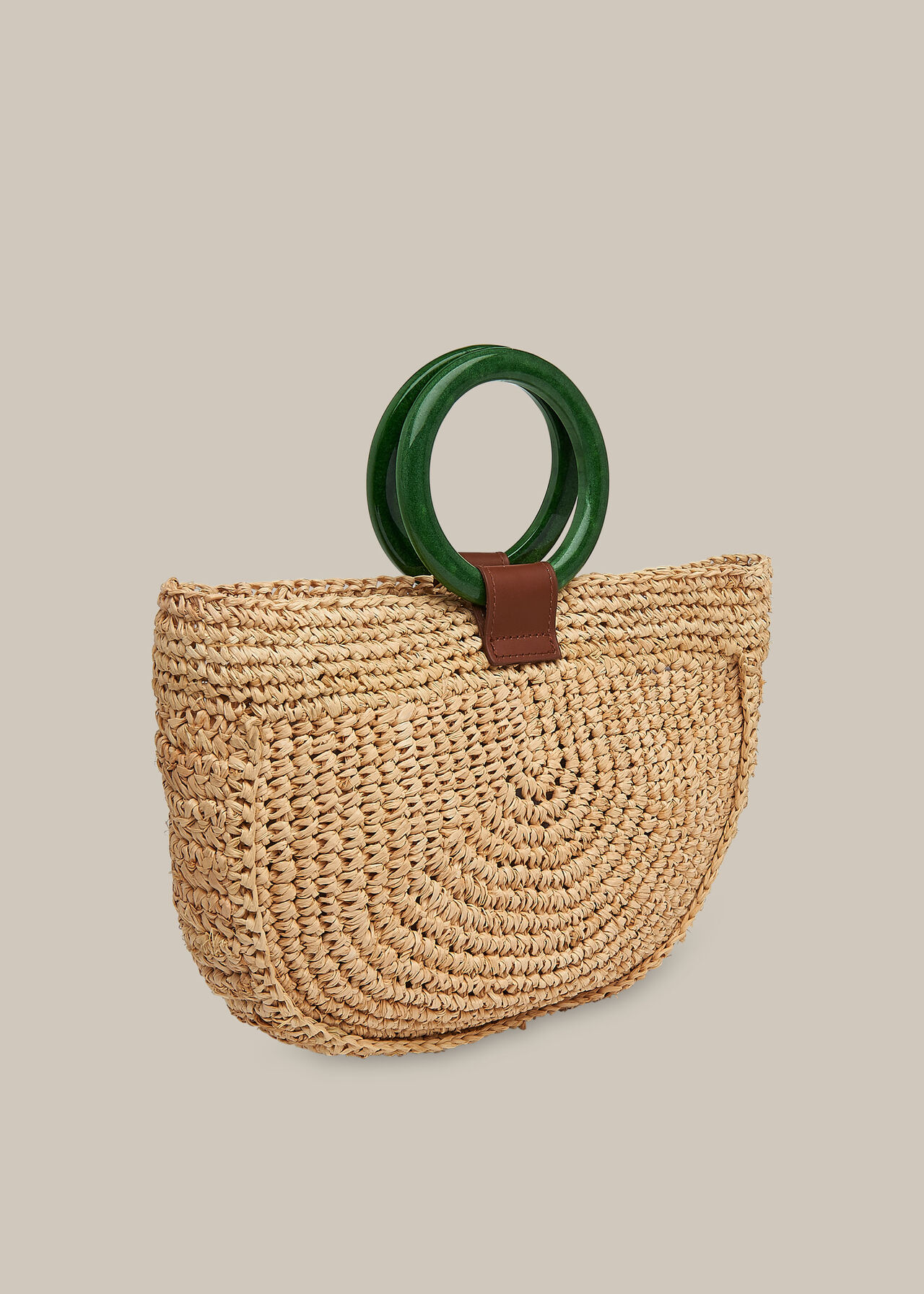 Selby Straw Half Moon Bag Neutral