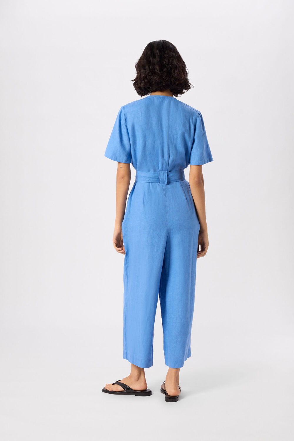 Blue Fiona Linen Button Jumpsuit