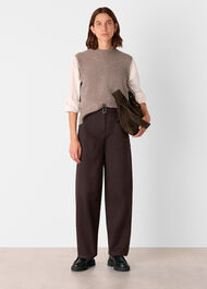 Belted Cotton Barrel Trouser