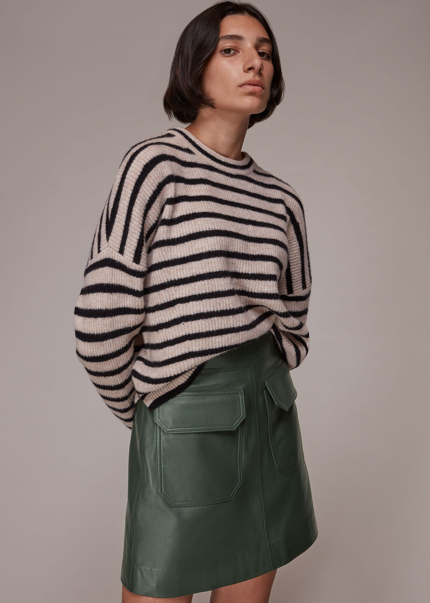 Leather skirt with pockets 2025
