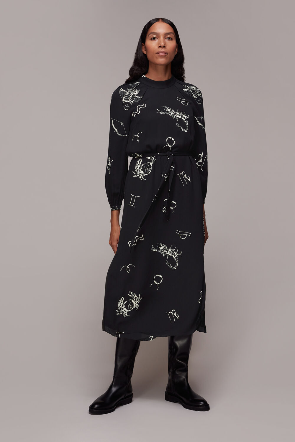 Black Kati Horoscope Print Dress